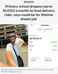 “Primary School Dropout Earns $5,000 a Month as Food Delivery Rider, Calls It His “”Dream Job””  “